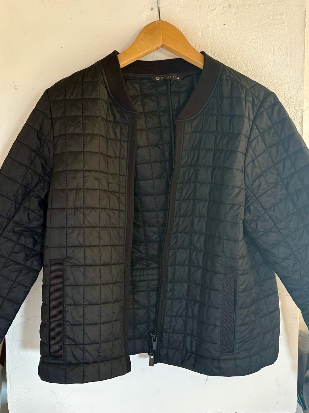 Athleta Quilted Black Bomber Jacket
